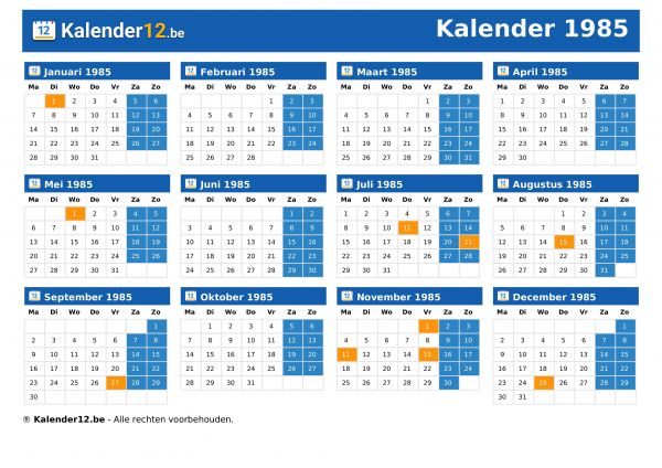 Kalender 1985