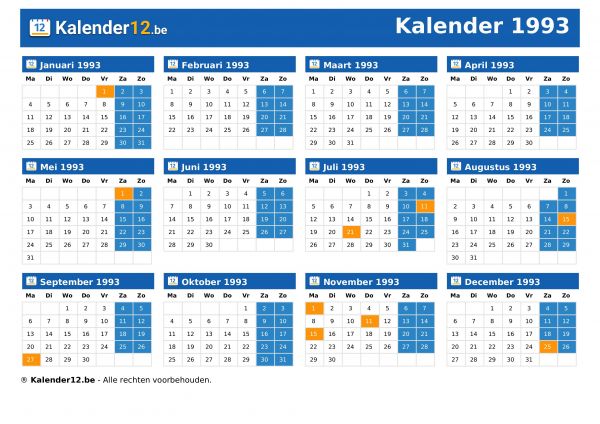Kalender 1993