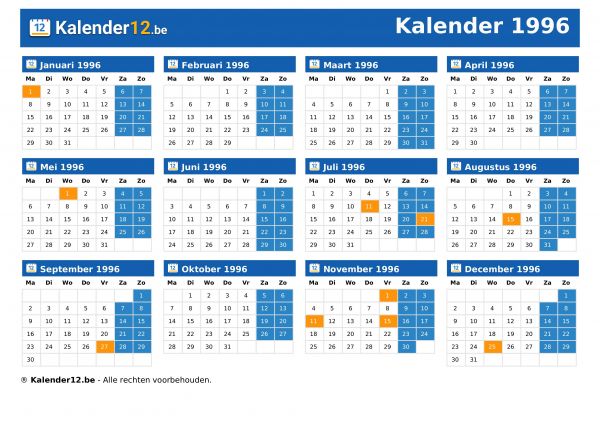 Kalender 1996