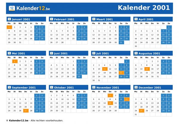 Kalender 2001