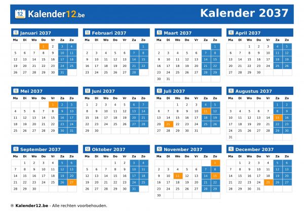 Kalender 2037