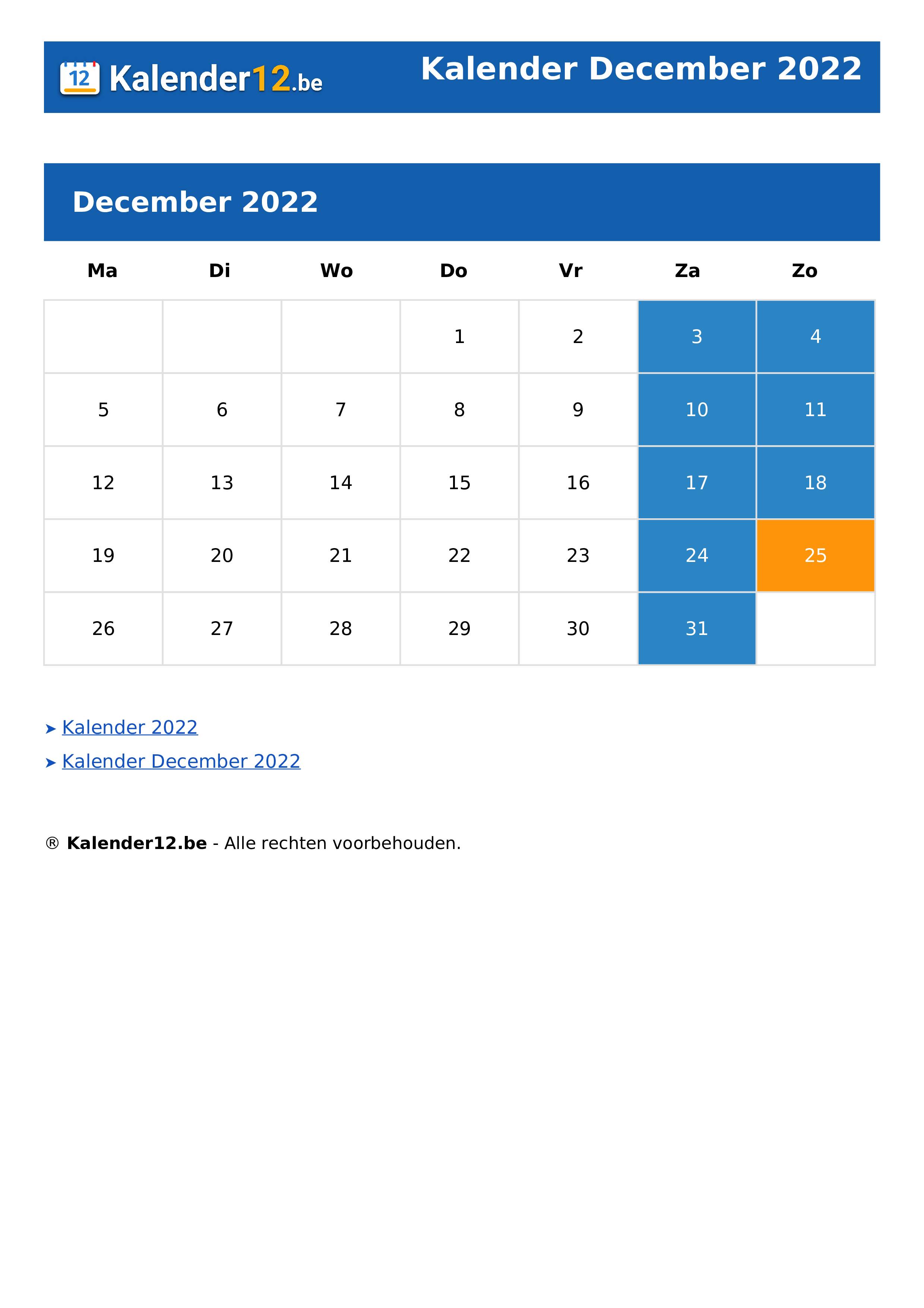 Kalender December 2022