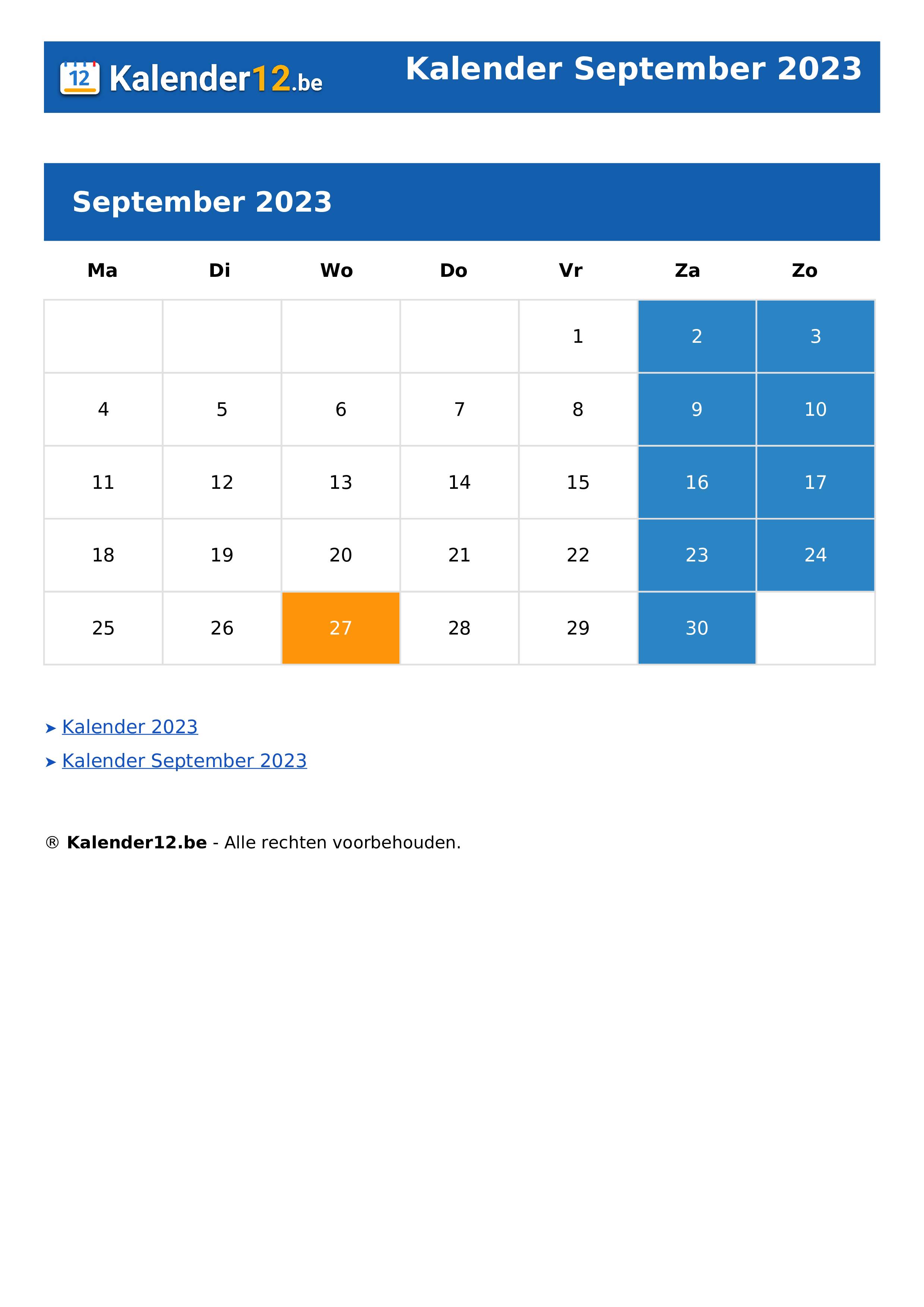 Kalender September 2023