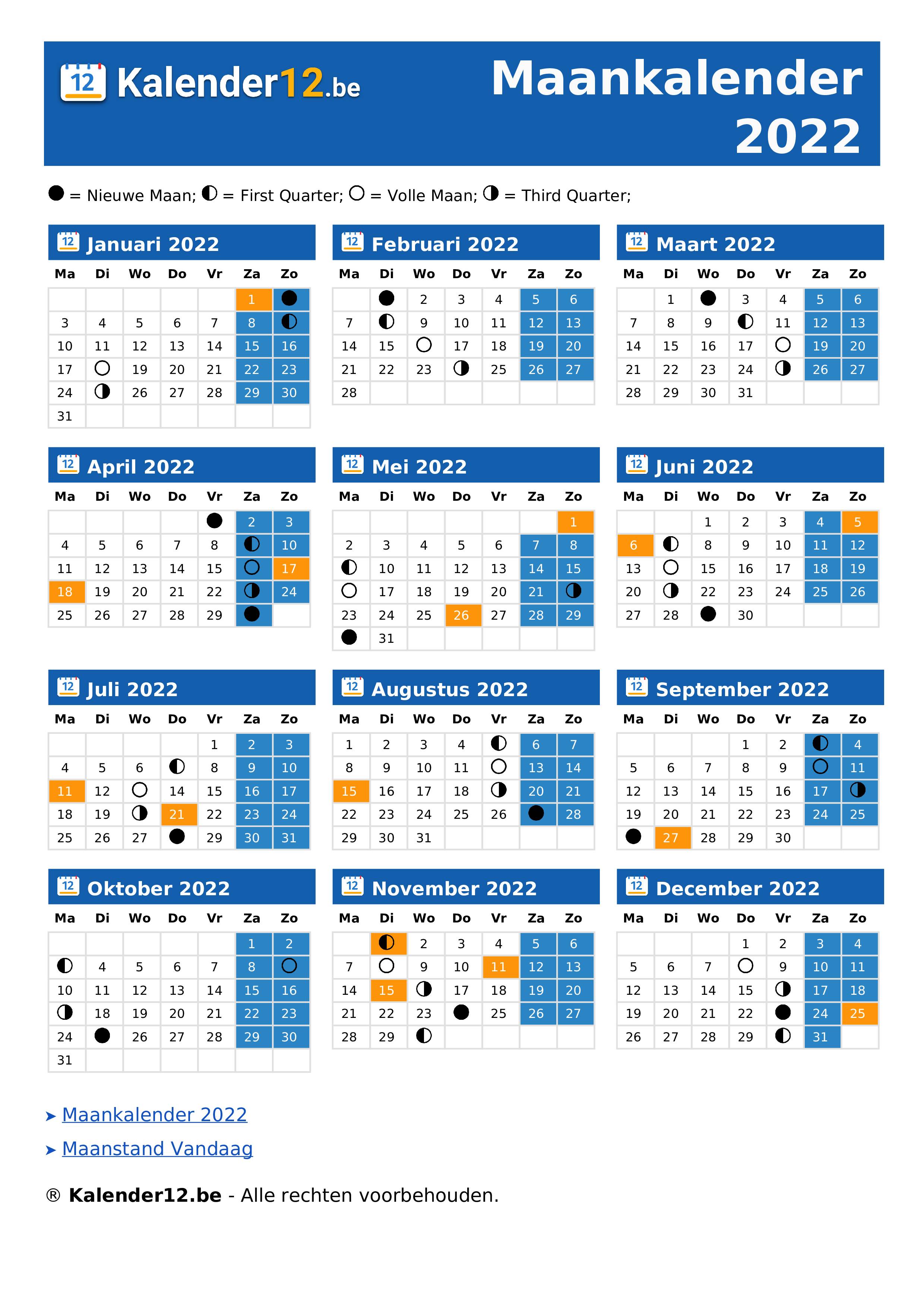 Maankalender 2022